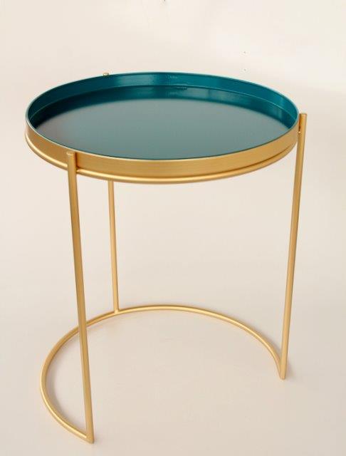 Teal Blue Round Metal Table
